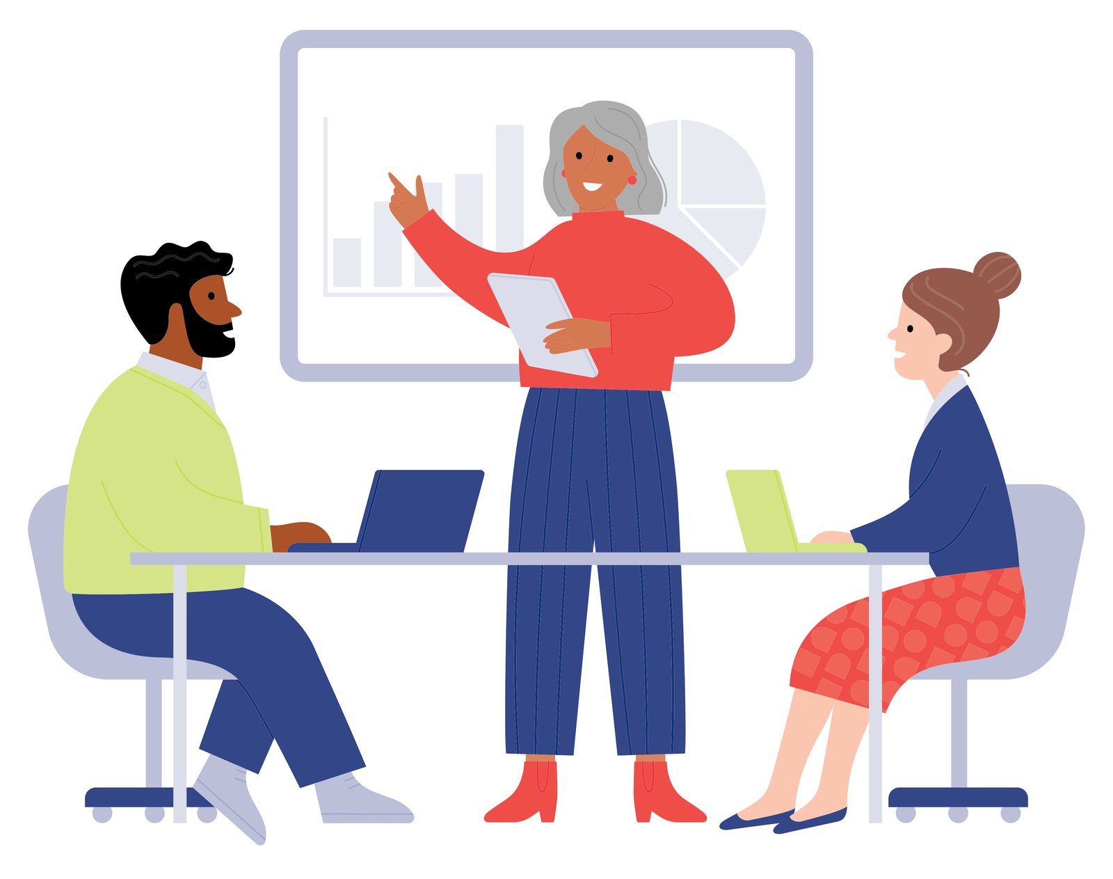 A diverse team collaborates in a modern office setting